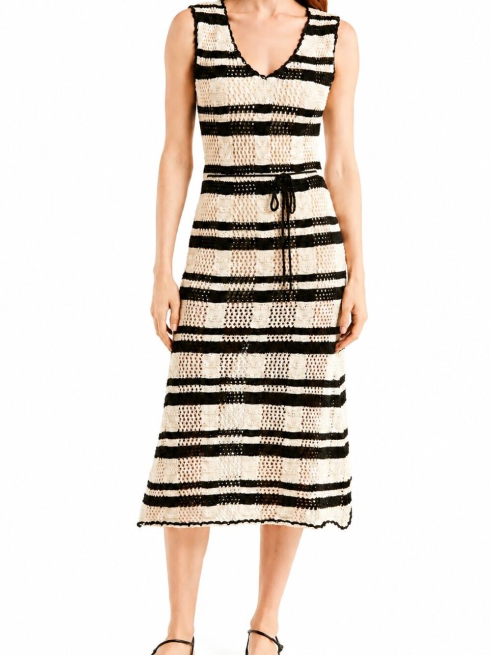 Elan Crochet Stripe Midi Cover-Up Dress,  NWT, Size M